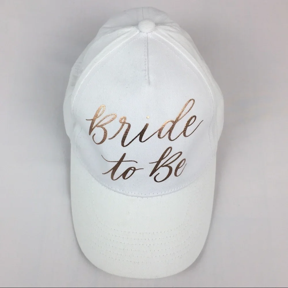 NWOT Bride to Be White Rose Gold Adjustable Hat